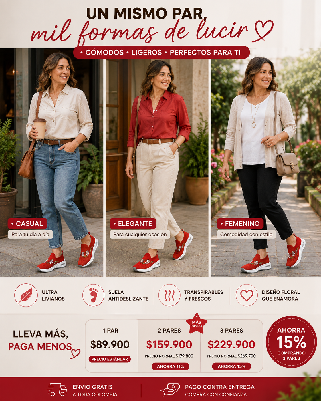 Tenis Mujer Slip On Antideslizantes | Súper Cómodos y Livianos