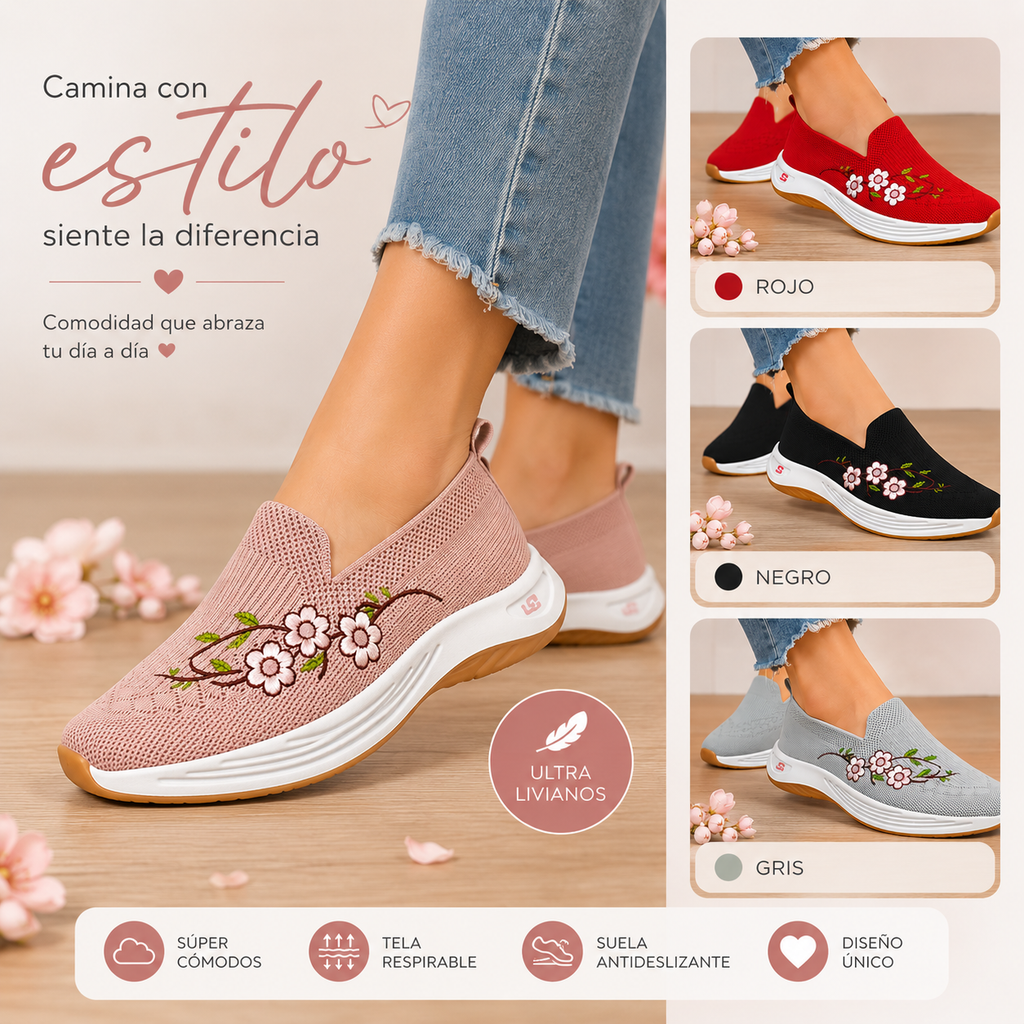 Tenis Mujer Slip On Antideslizantes | Súper Cómodos y Livianos